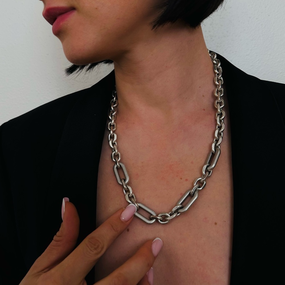 New Chunky Silver Chain Link Thick Necklace - Picture 4 of 5
